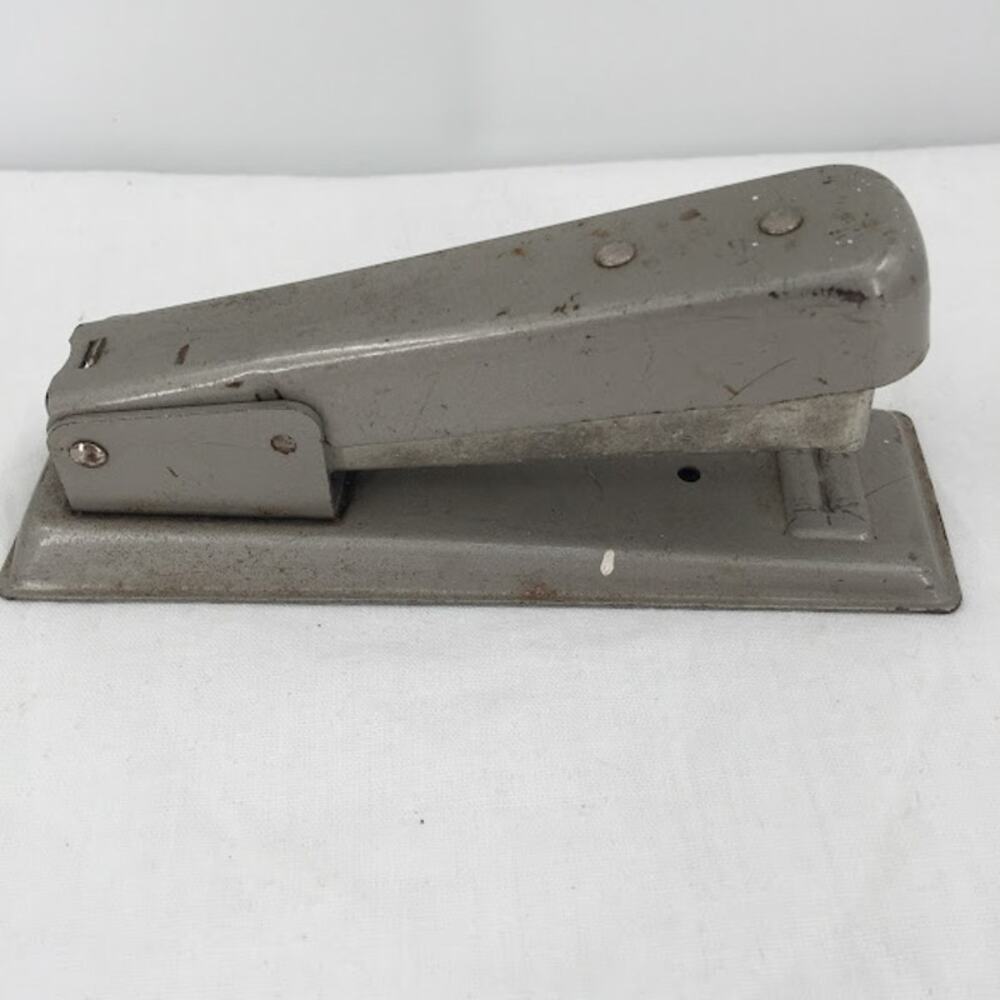 Vintage Metal Stapler Steel Movie Set Prop Small Mini Gray